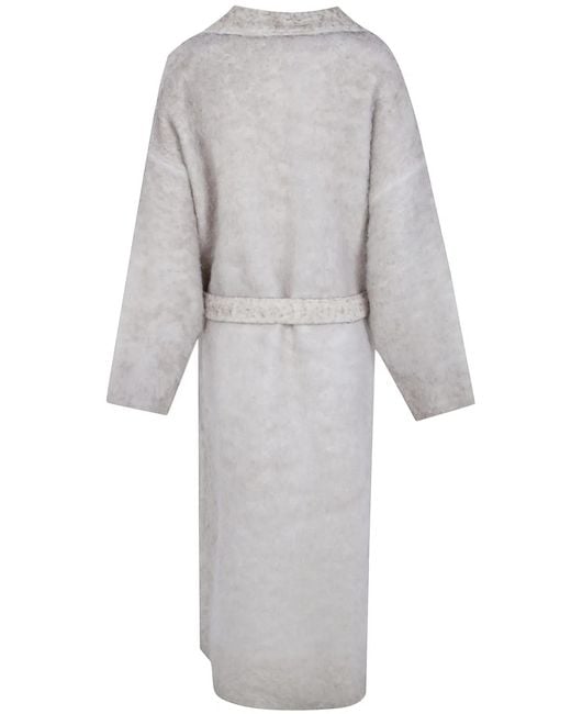 Avant Toi Gray Hand Painted Alpaca Over Coat With Belt