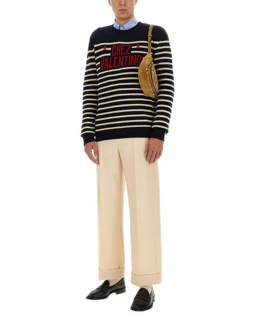 Valentino Black Multicolour Virgin Wool Sweaters for men