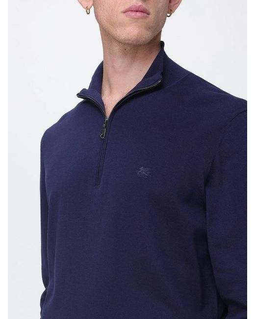 Etro Blue Cotton Sweater for men