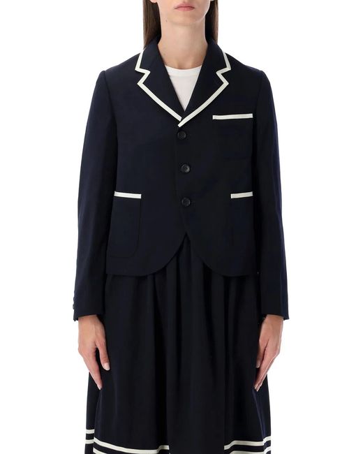 Comme des Garçons Blue Girl Wool Blazer With Contrast Trim