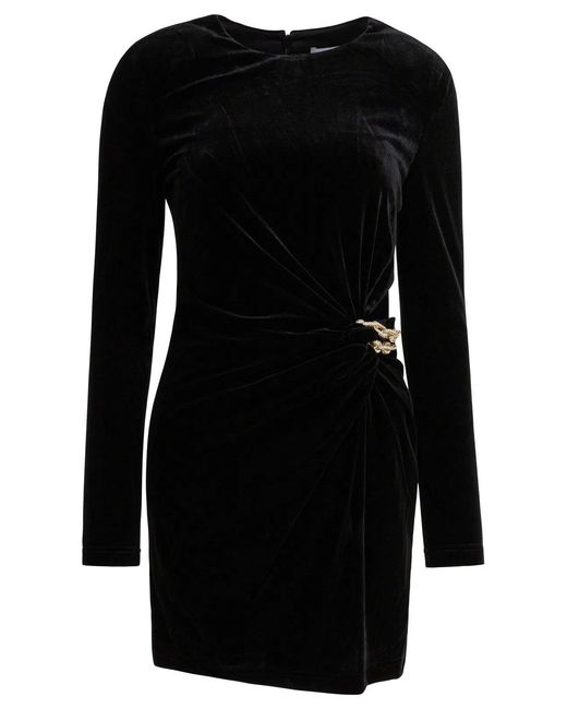Self-Portrait Black Velvet Embellished Mini Dress