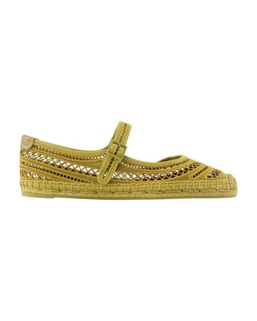 Tory Burch Yellow Open Weave Espadrilles
