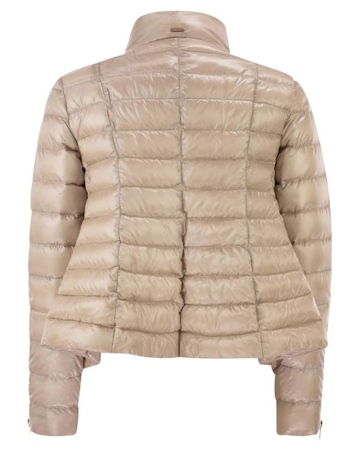 Herno Natural Ultra-Light Satin Down Jacket With Flared Back
