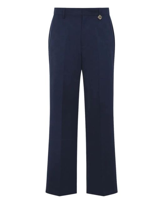Casablanca Blue Monogram-Pattern Charm-Detail Trousers for men