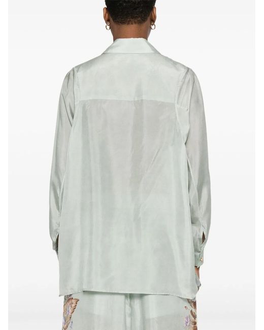 Zimmermann White Coco Printed Silk Shirt