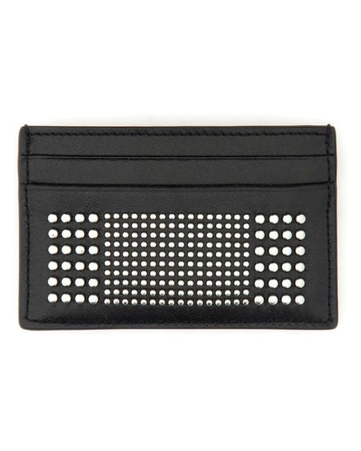 McQueen Black Leather Card Holder for men