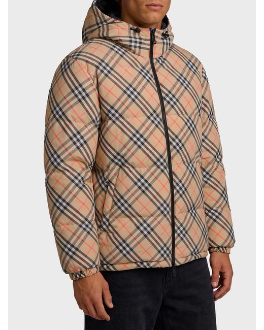 Burberry Brown Reversible Snowdonia Check Down Jacket for men