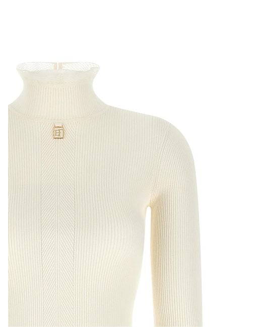 Elisabetta Franchi White Ribbed Knit Dress
