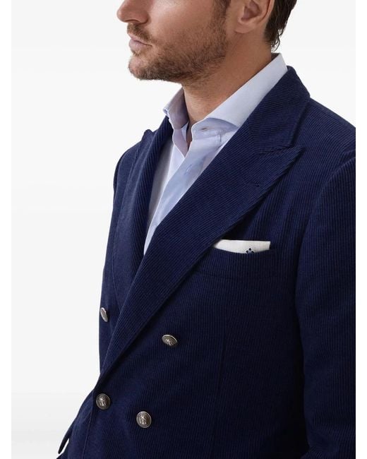 Brunello Cucinelli Blue Wool Silk Cashmere Jacket for men