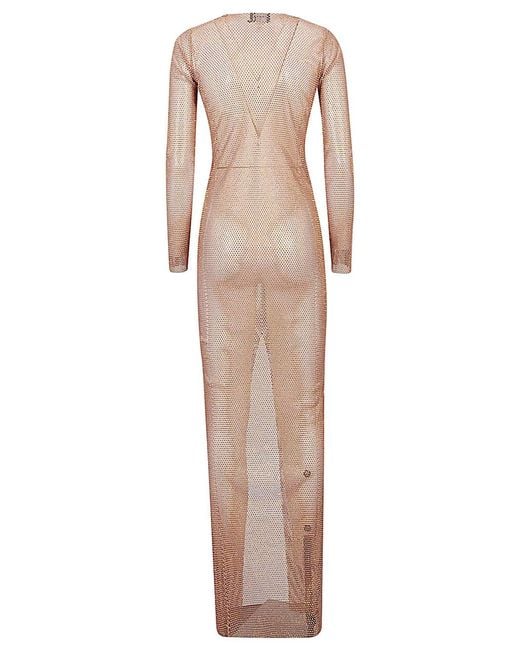 Santa Brands Natural Flower-Applique Long Dress