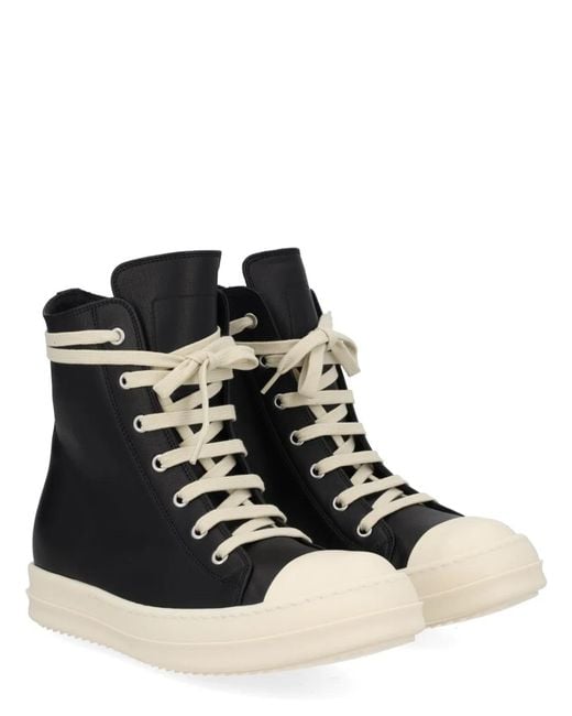 Rick Owens Black Leather Sneaker