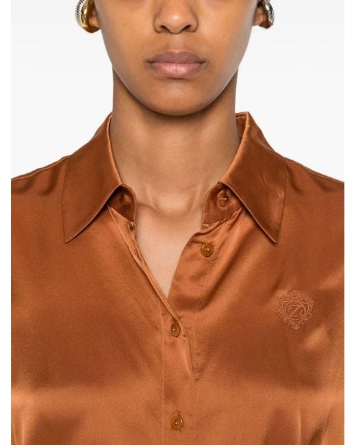 Zimmermann Orange Silk Shirt
