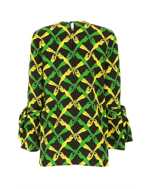 Bottega Veneta Green Printed Viscose Blouse