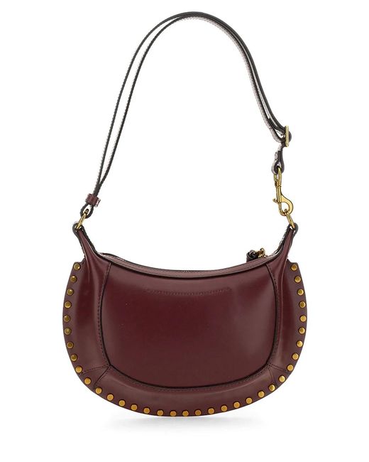Isabel Marant Purple Oskan Moon Studded Shoulder Bag