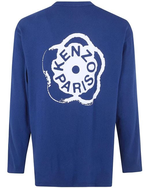 KENZO Blue "Gots Boke Flower 2.0 Relax" Long Sleeves T-Shirt for men