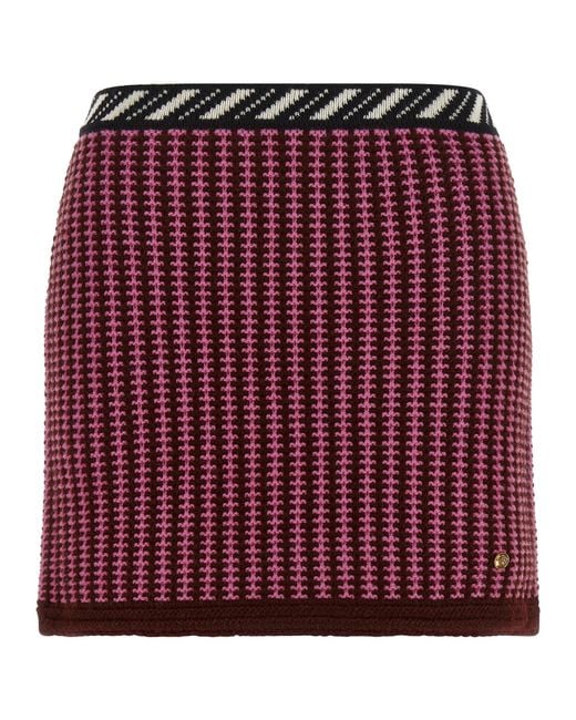 Versace Red Crochet Knit Skirt
