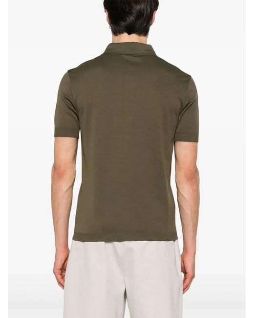 Herno Green Knitted Polo Shirt for men