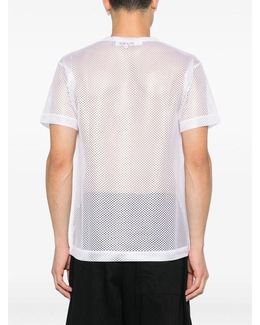 COMME DES GARÇONS PLAY White Tshirt Mesh Emblem for men