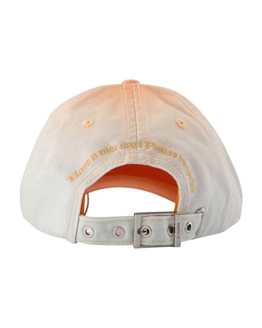 Ganni White Ombré-Effect Logo-Embroidered Baseball Cap
