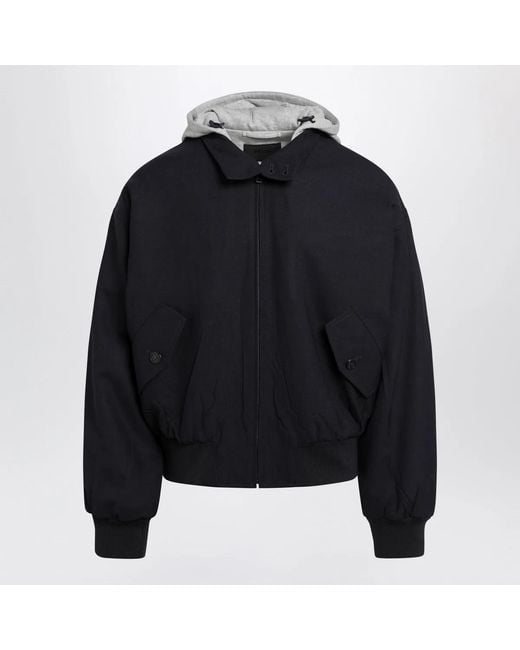 Prada Black Wool Hooded Jacket for men