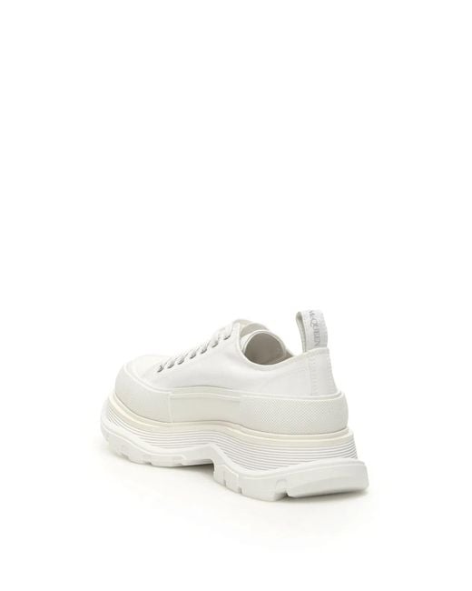 McQueen White Canvas Tread Slick Sneakers