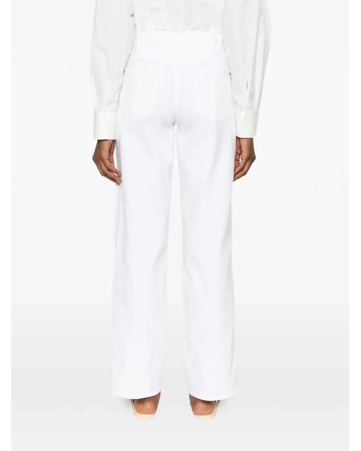 7 For All Mankind White Stovepipe Soleil Straight-Leg Jeans