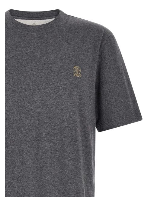 Brunello Cucinelli Gray 'Stemma Solomeo' T-Shirt for men