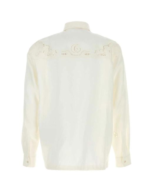 Gucci White Linen Polo Shirt for men