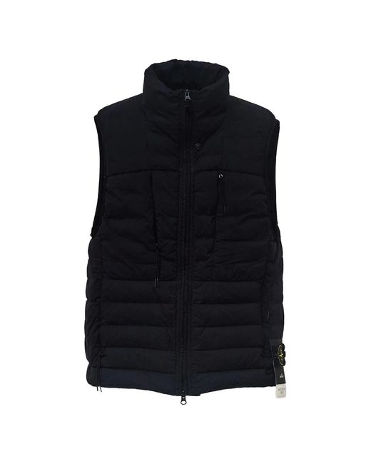 Stone Island Black Quilted Badge Logo Vest for men