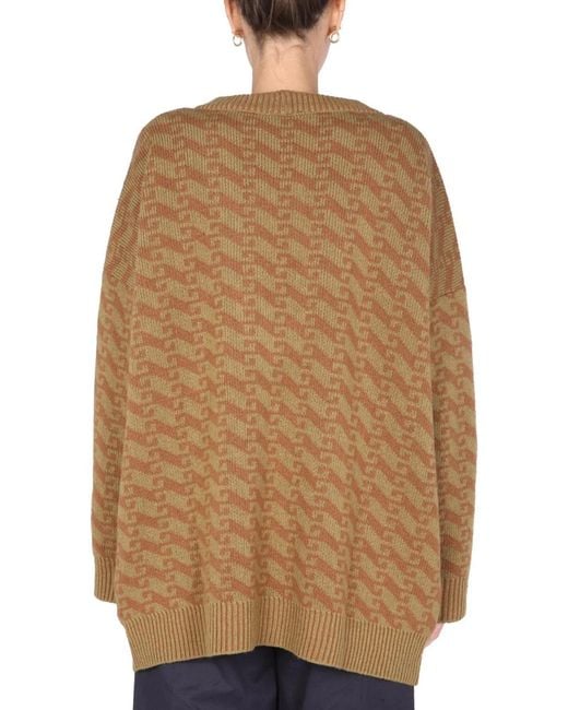 Jejia Natural V-Neck Jacquard Sweater