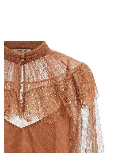Twinset Brown Twin Set Tulle Plumetis Blouse