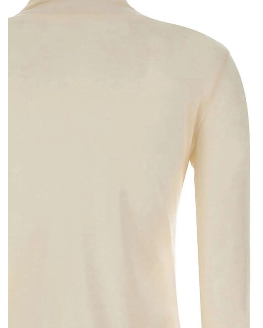 Boss White High-Neck Sweater With Long Sleeves