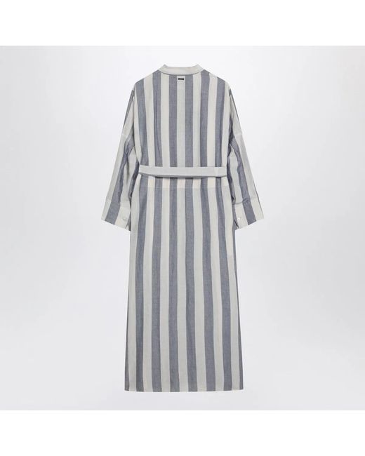 Max Mara Gray Striped Shirt Dress