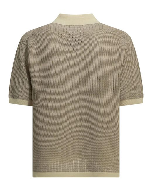 Beams Plus Natural Paper Polyester Nylon Spandex Washi Yarn Polo Shirt for men