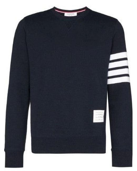 Thom Browne Blue 4Bar Cotton Sweatshirt for men