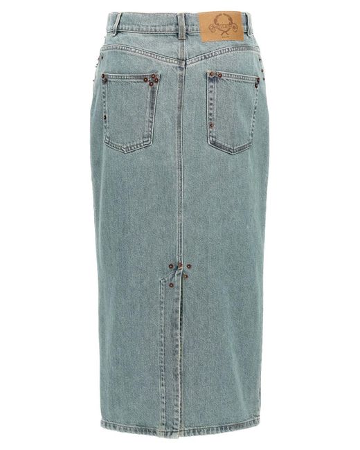 Moschino Blue Rivets Denim Skirt