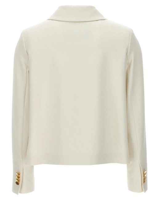Kiton White Cropped Double-Breasted Jacket