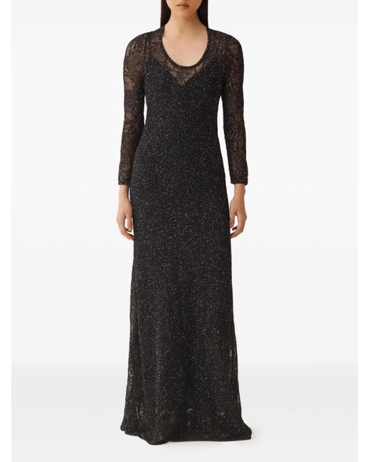 Fabiana Filippi Black Lace Long Dress