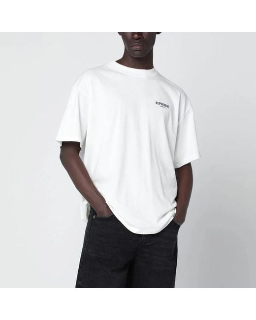 Represent White Cotton Tshirt With Logo for men