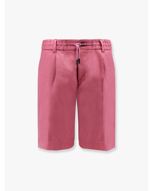 Boss Pink Linen Bermuda Shorts for men