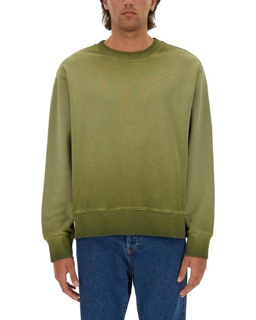 MSGM Green Washed Out Jersey Sweatshirt for men
