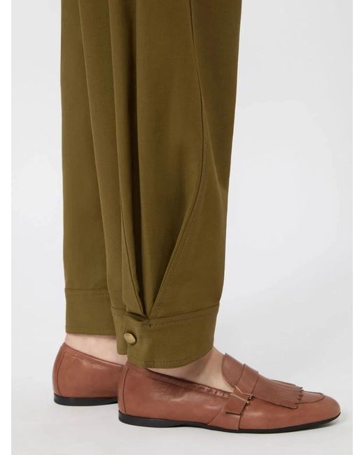 Max Mara Green Stretch Cotton Canvas Trousers