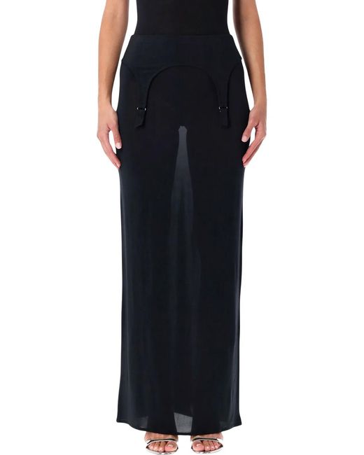 Jean Paul Gaultier Black Long Sheer Skirt With Lingerie Details