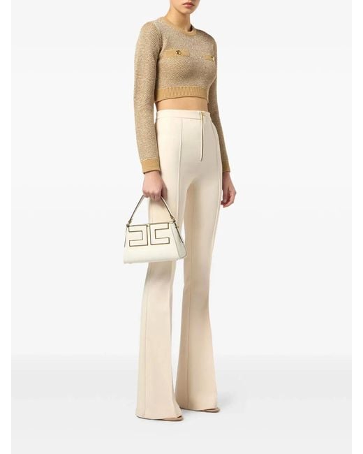 Elisabetta Franchi Natural Sweater With Sequins