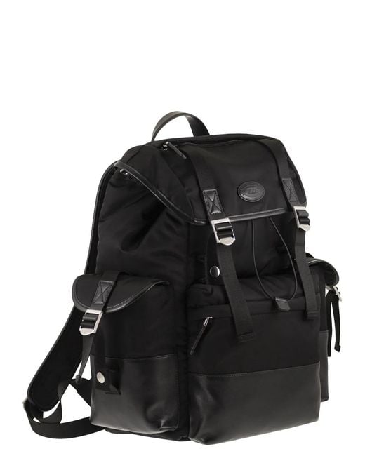 Tod's Black Medium Fabric And Leather Backpack for men