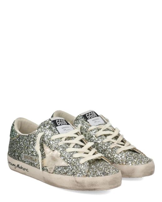 Golden Goose Deluxe Brand White Glitter Super-Star Sneakers