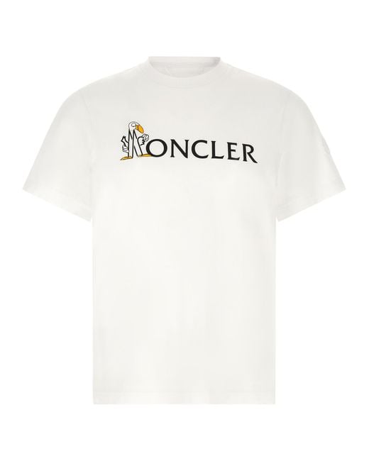 Moncler White Graphic Logo T-Shirt for men