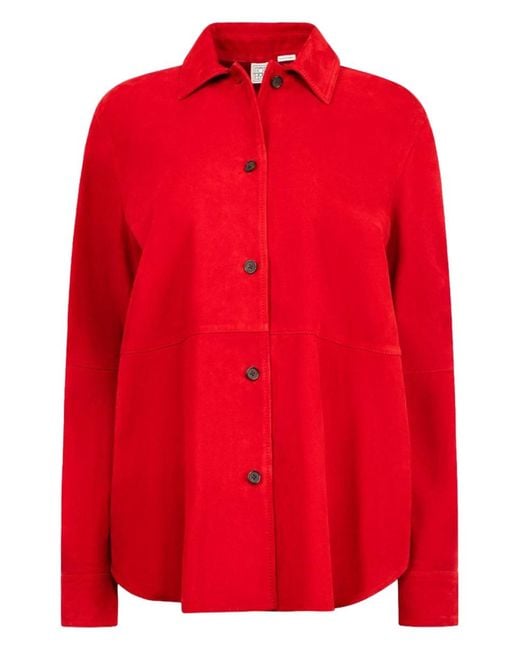 Totême Red Suede Leather Overshirt