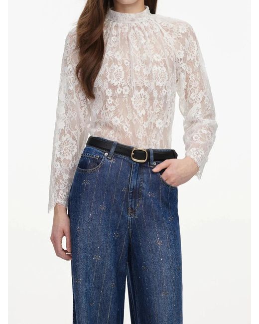 Self-Portrait Blue Lace Blouse