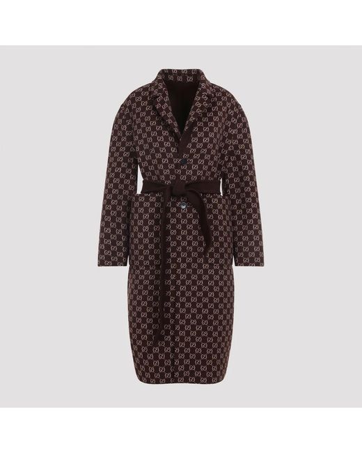 Gucci Brown Reversible Wool And Silk Coat